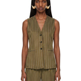 Gilet gessato Riccio in verde 