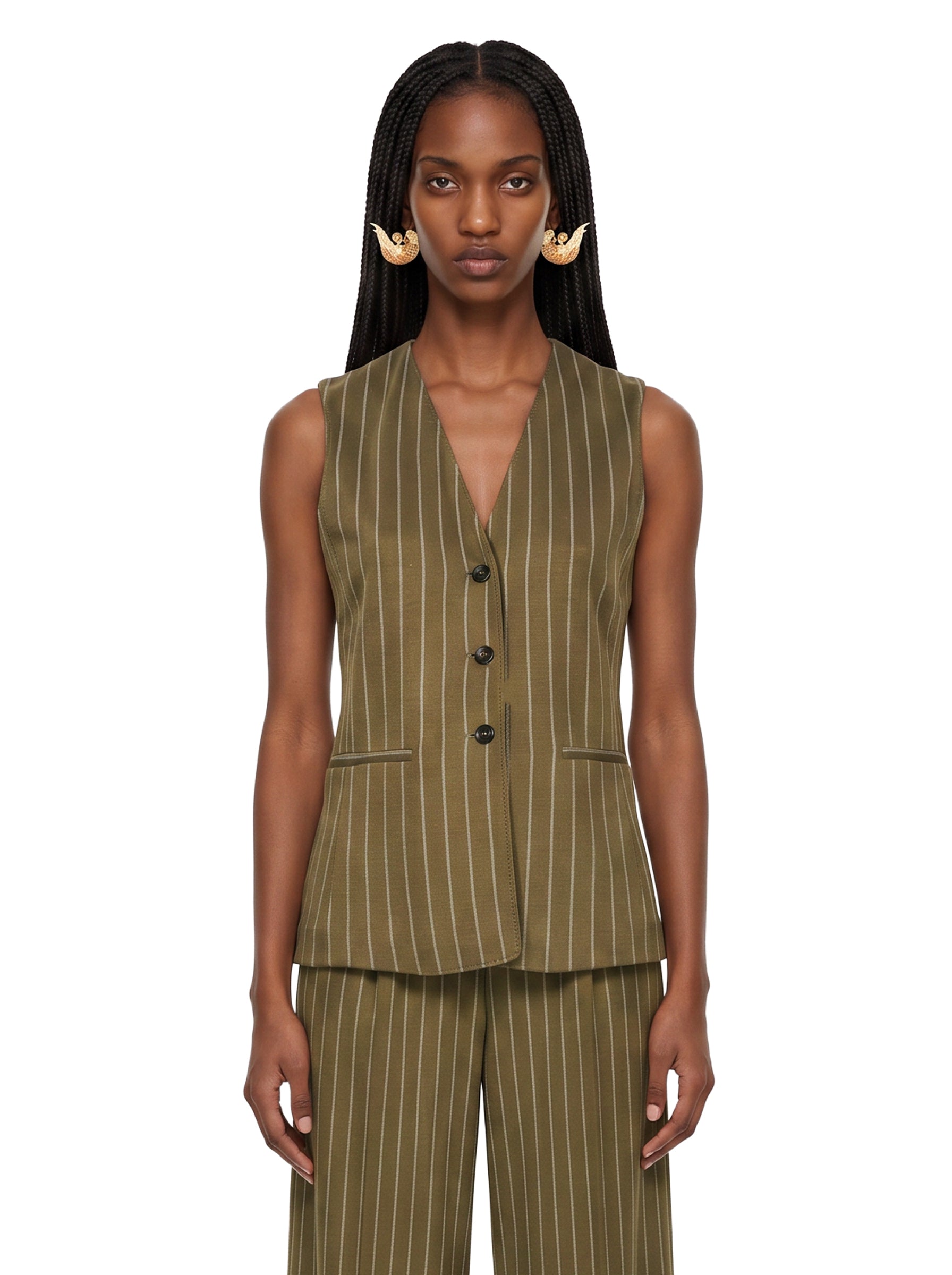 Gilet gessato Riccio in verde 