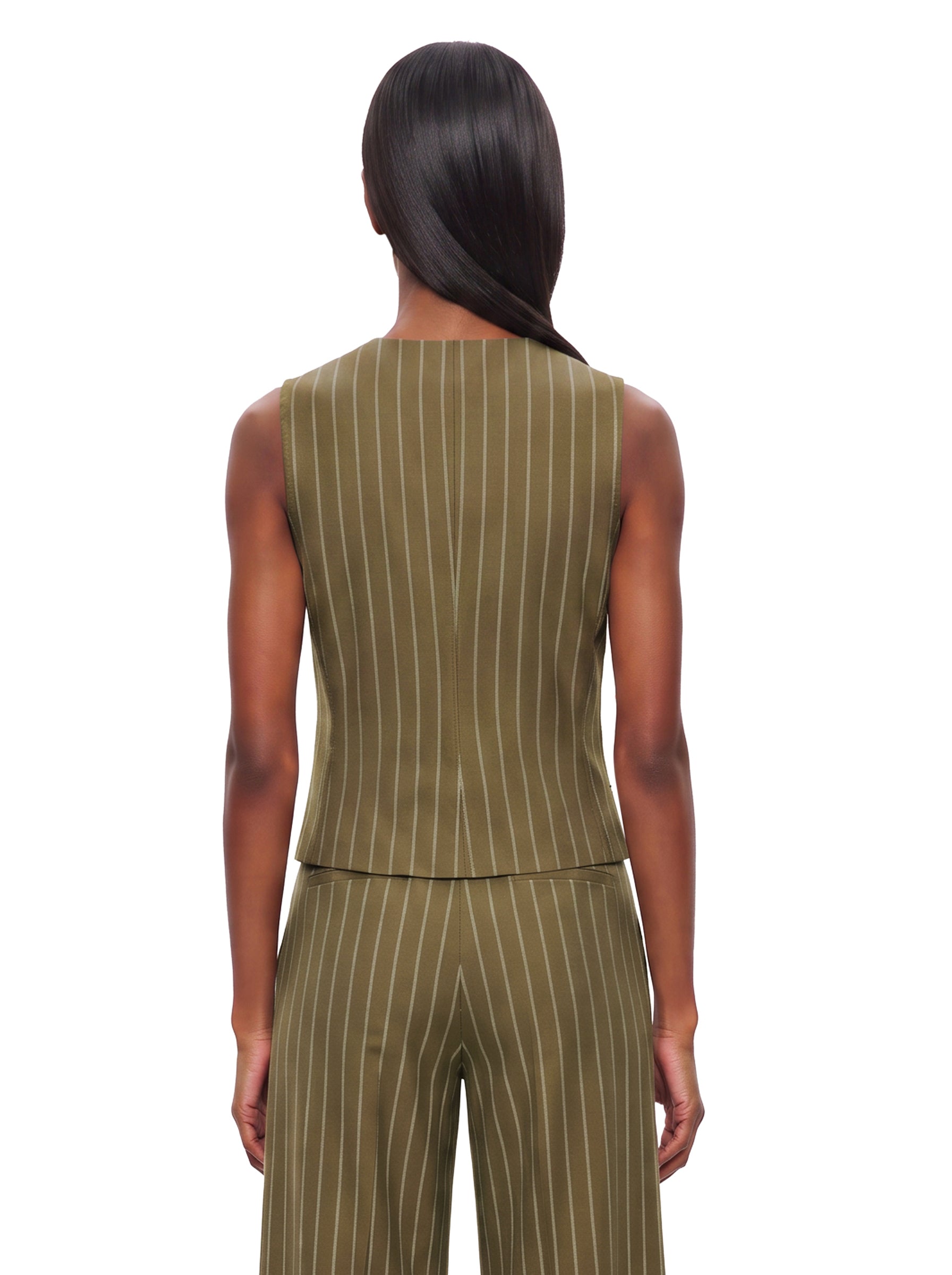 Gilet gessato Riccio in verde 