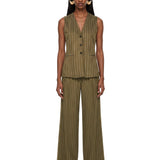Gilet gessato Riccio in verde 