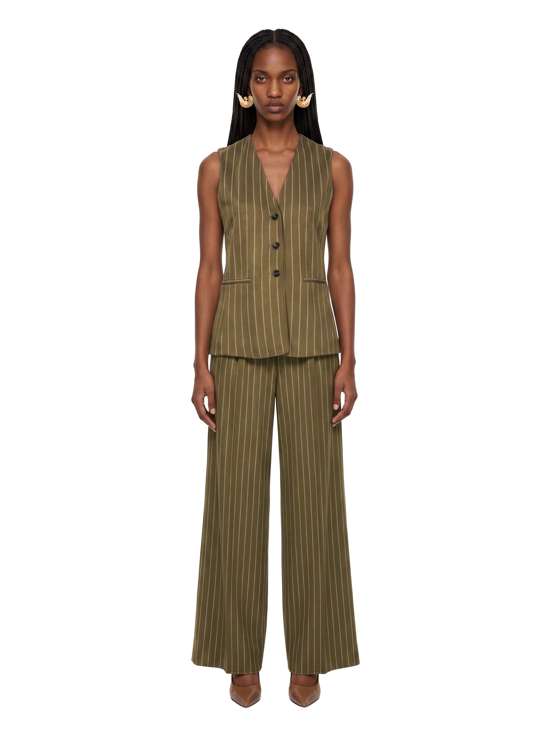 Gilet gessato Riccio in verde 