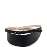 Cintura in pelle con placca logo ulino in nero 