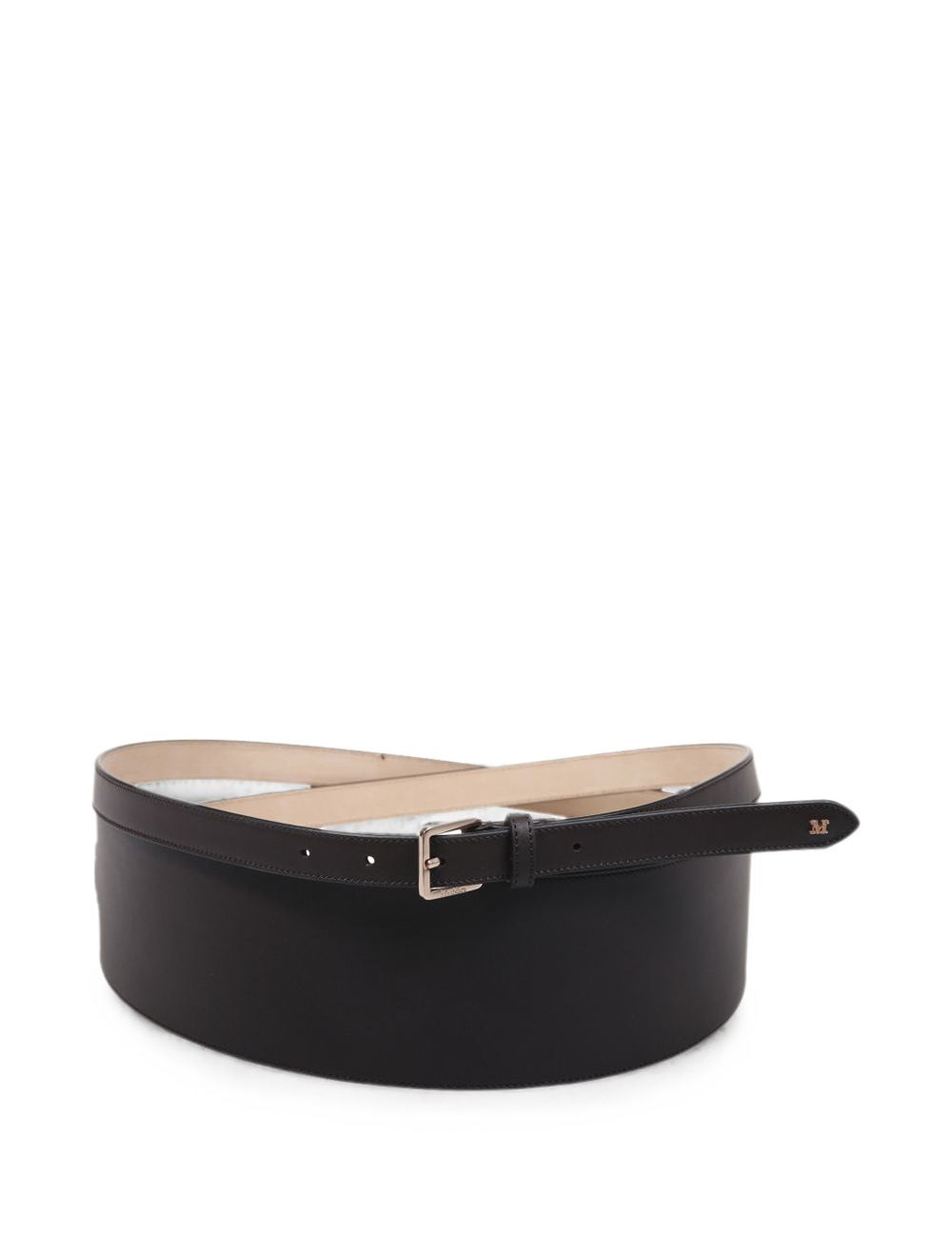 Cintura in pelle con placca logo ulino in marrone 