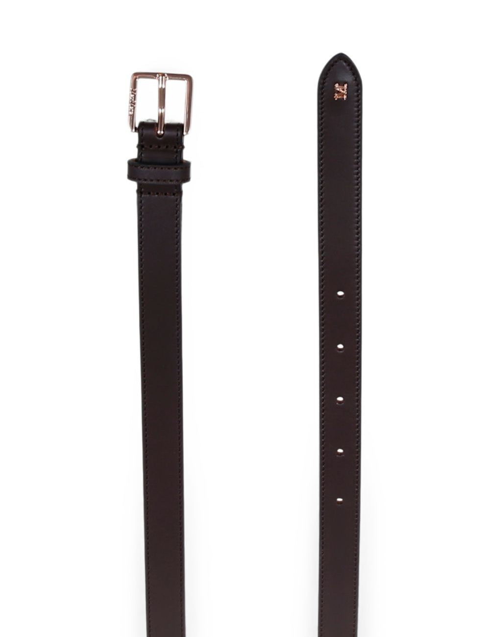 Cintura in pelle con placca logo ulino in marrone 