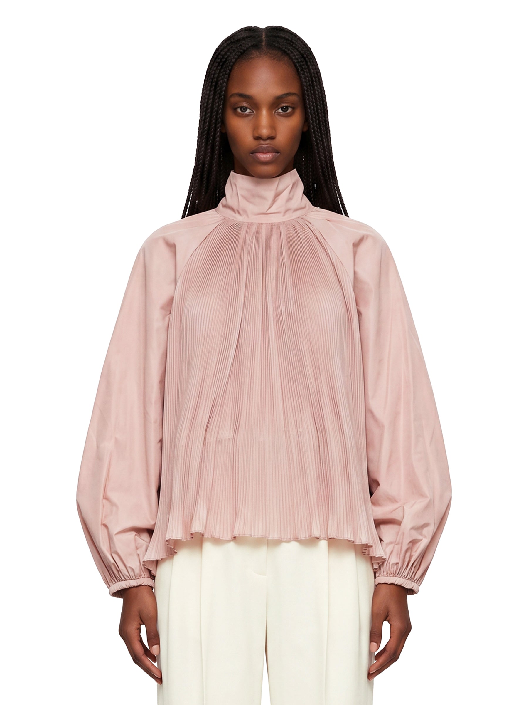Blusa in taffetà di seta Valle in rosa 
