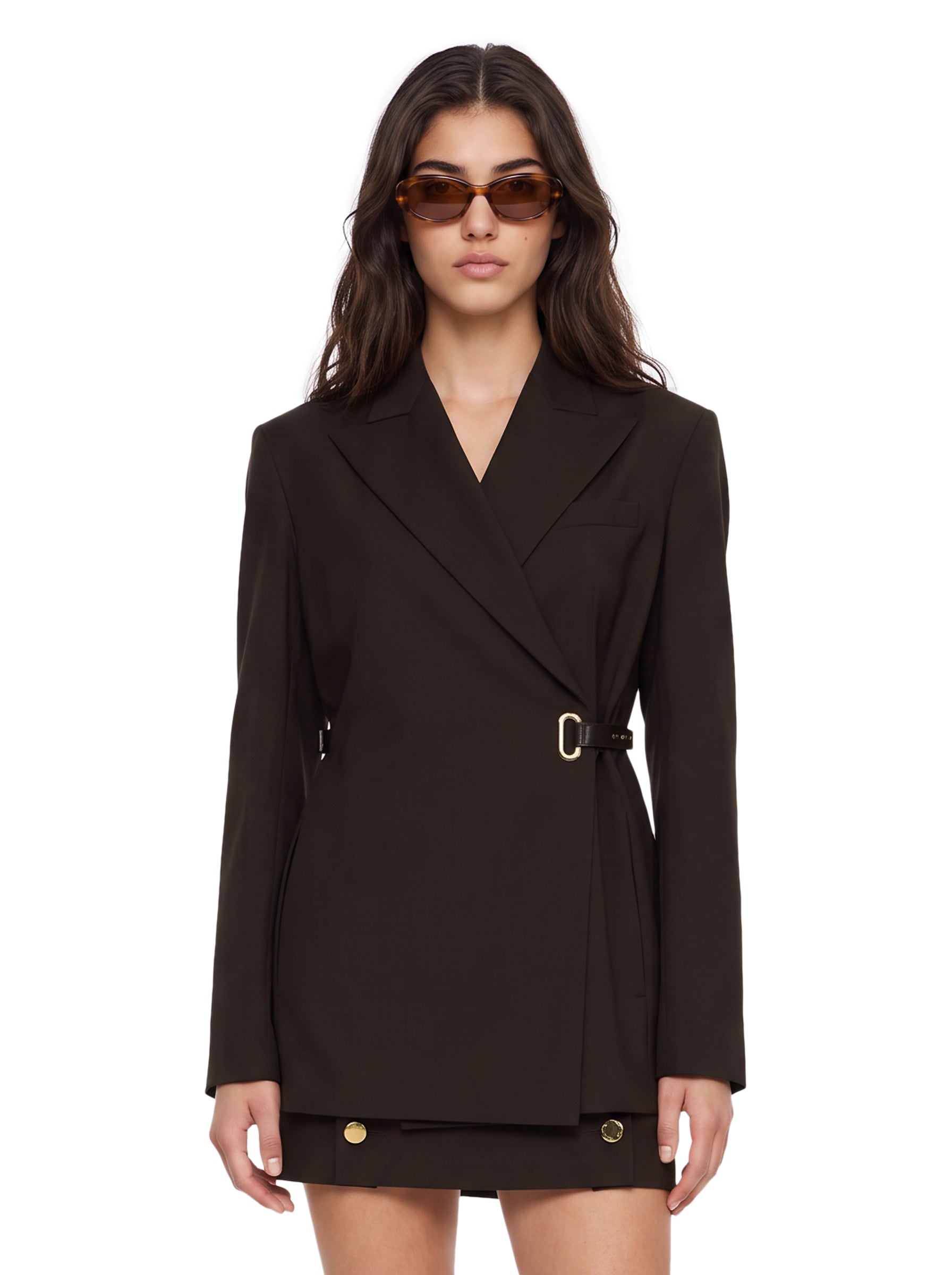 Blazer a portafoglio Cinta in marrone 