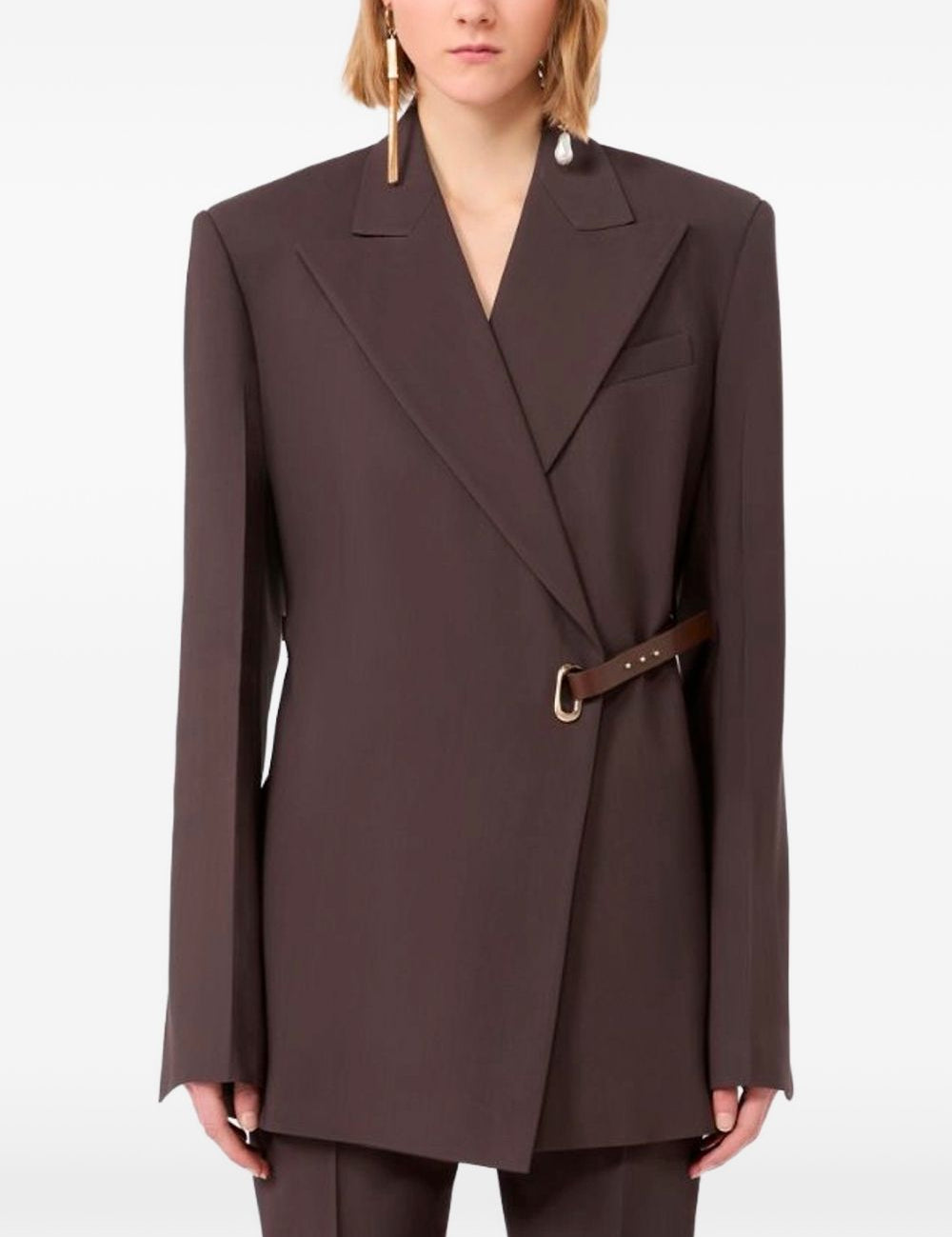 Blazer a portafoglio con cintura cinta in marrone 