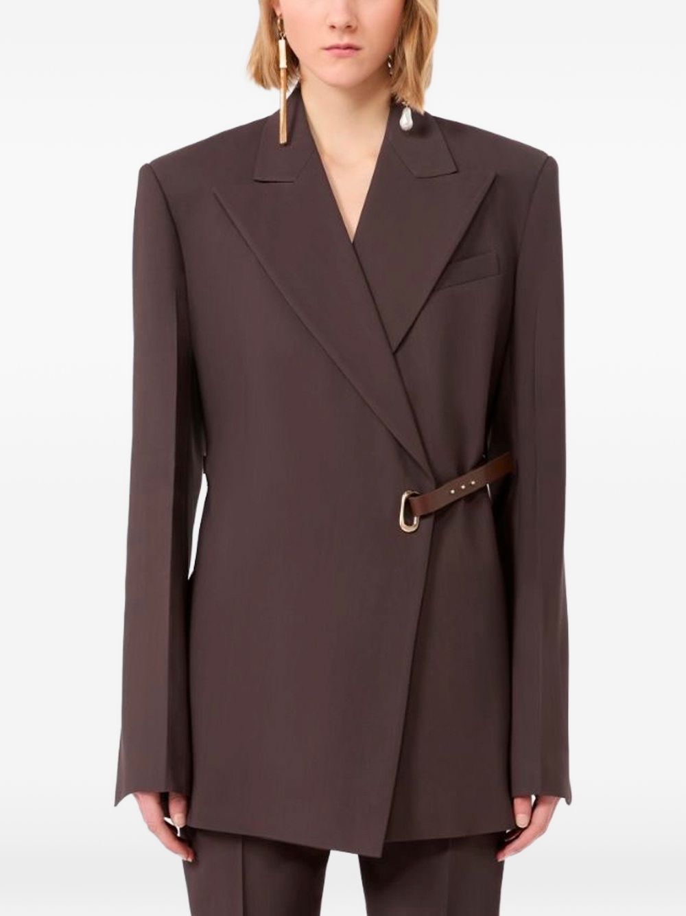 Blazer a portafoglio con cintura cinta in marrone 