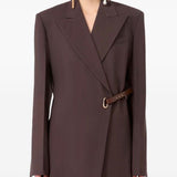 Blazer a portafoglio con cintura cinta in marrone 