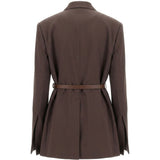Blazer a portafoglio con cintura cinta in marrone 