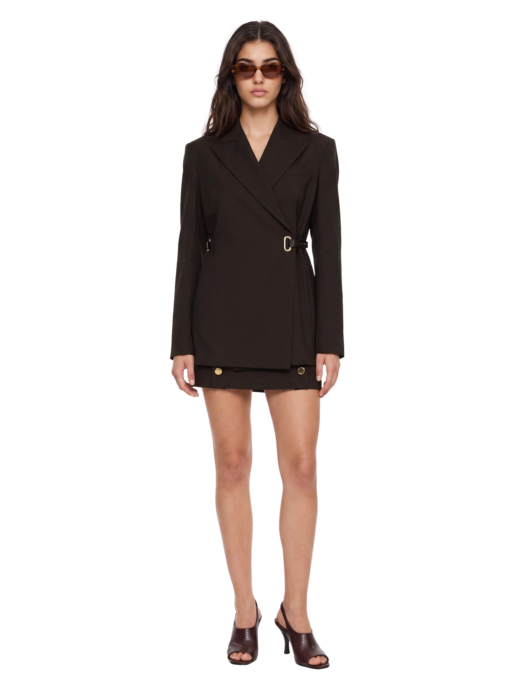 Blazer a portafoglio Cinta in marrone 