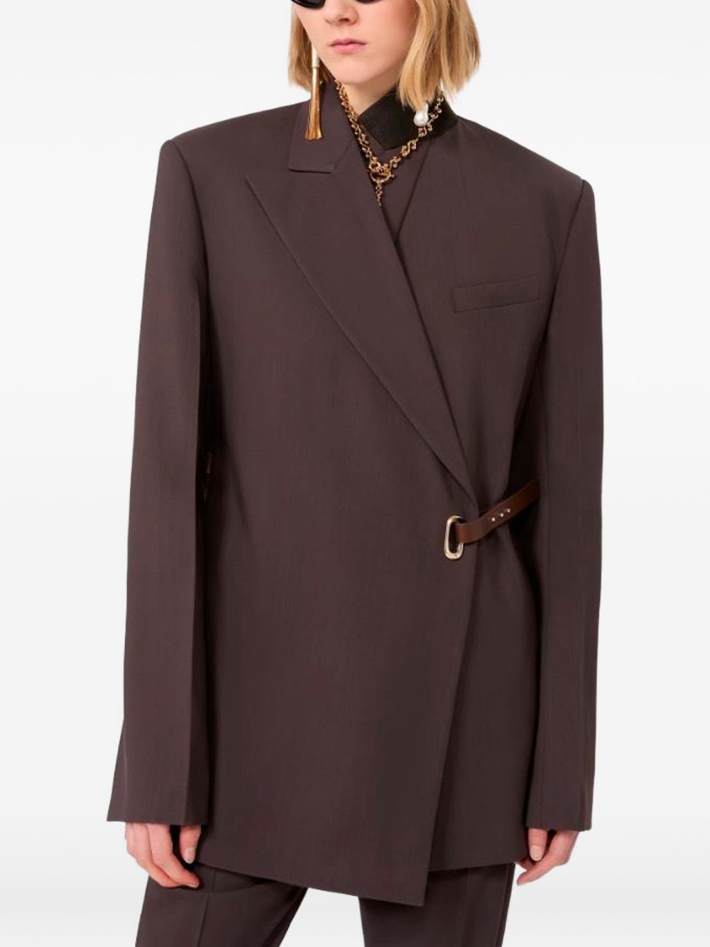 Blazer a portafoglio con cintura cinta in marrone 