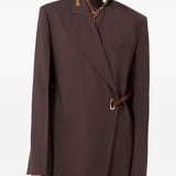Blazer a portafoglio con cintura cinta in marrone 