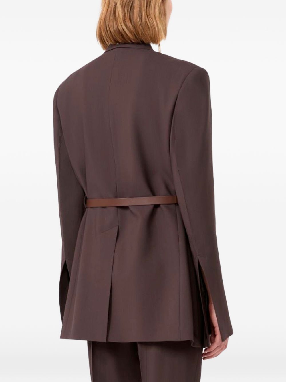 Blazer a portafoglio con cintura cinta in marrone 