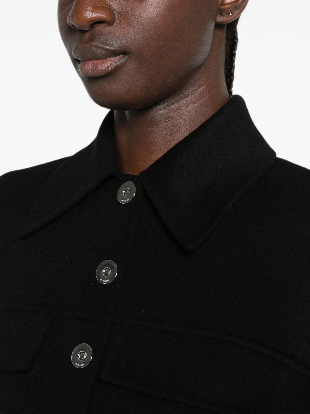 Cappotto corto aderente in vita arena in nero 