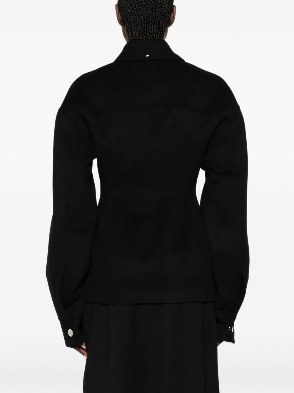 Cappotto corto aderente in vita arena in nero 