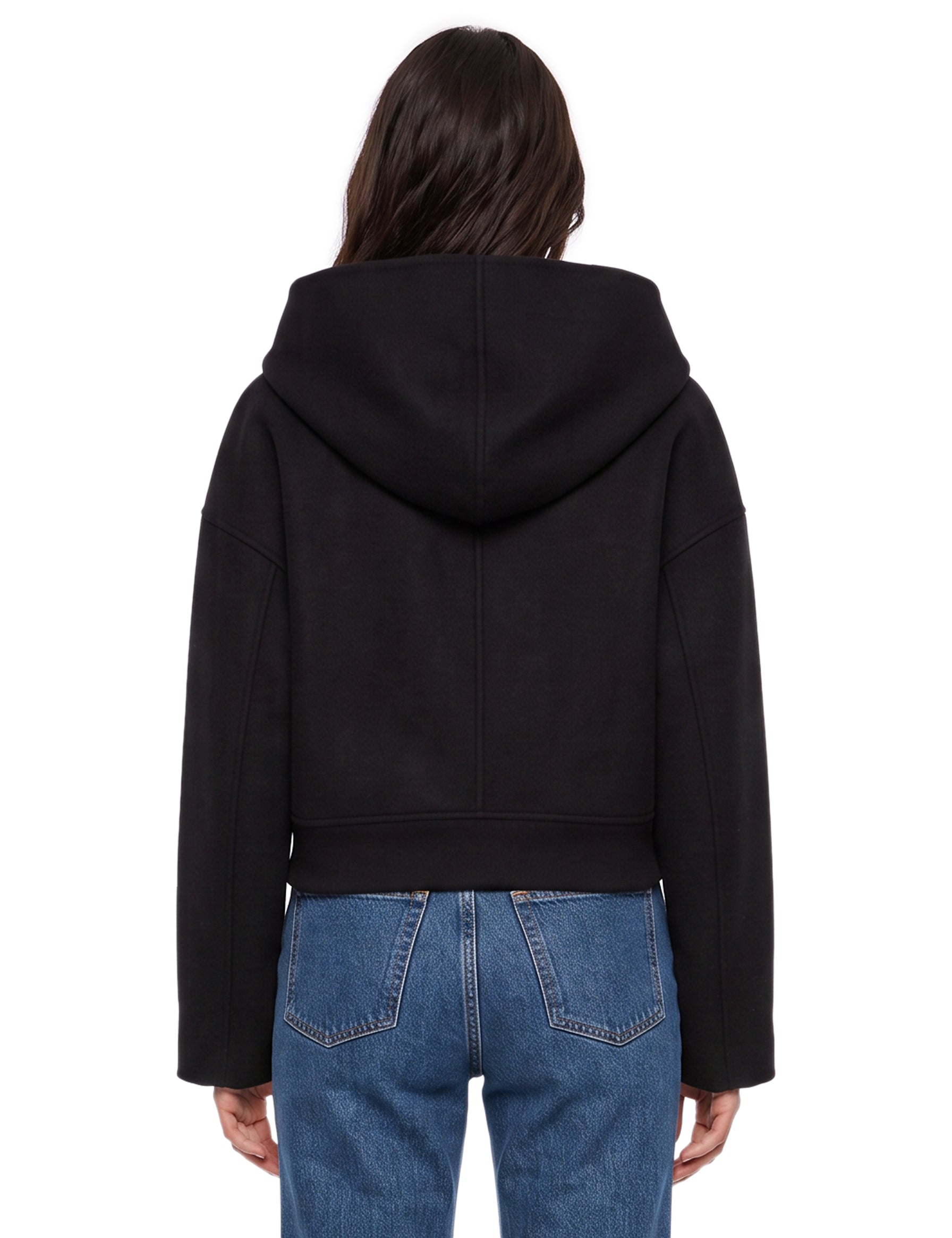 Giacca crop con cappuccio idoneo in nero 