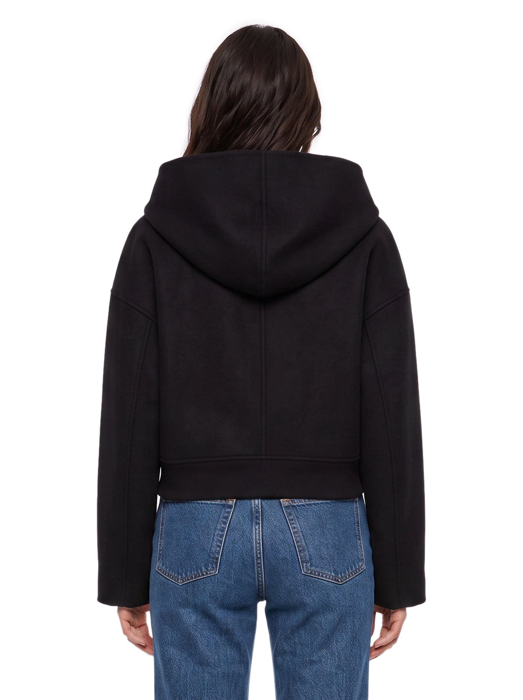 Giacca crop con cappuccio idoneo in nero 