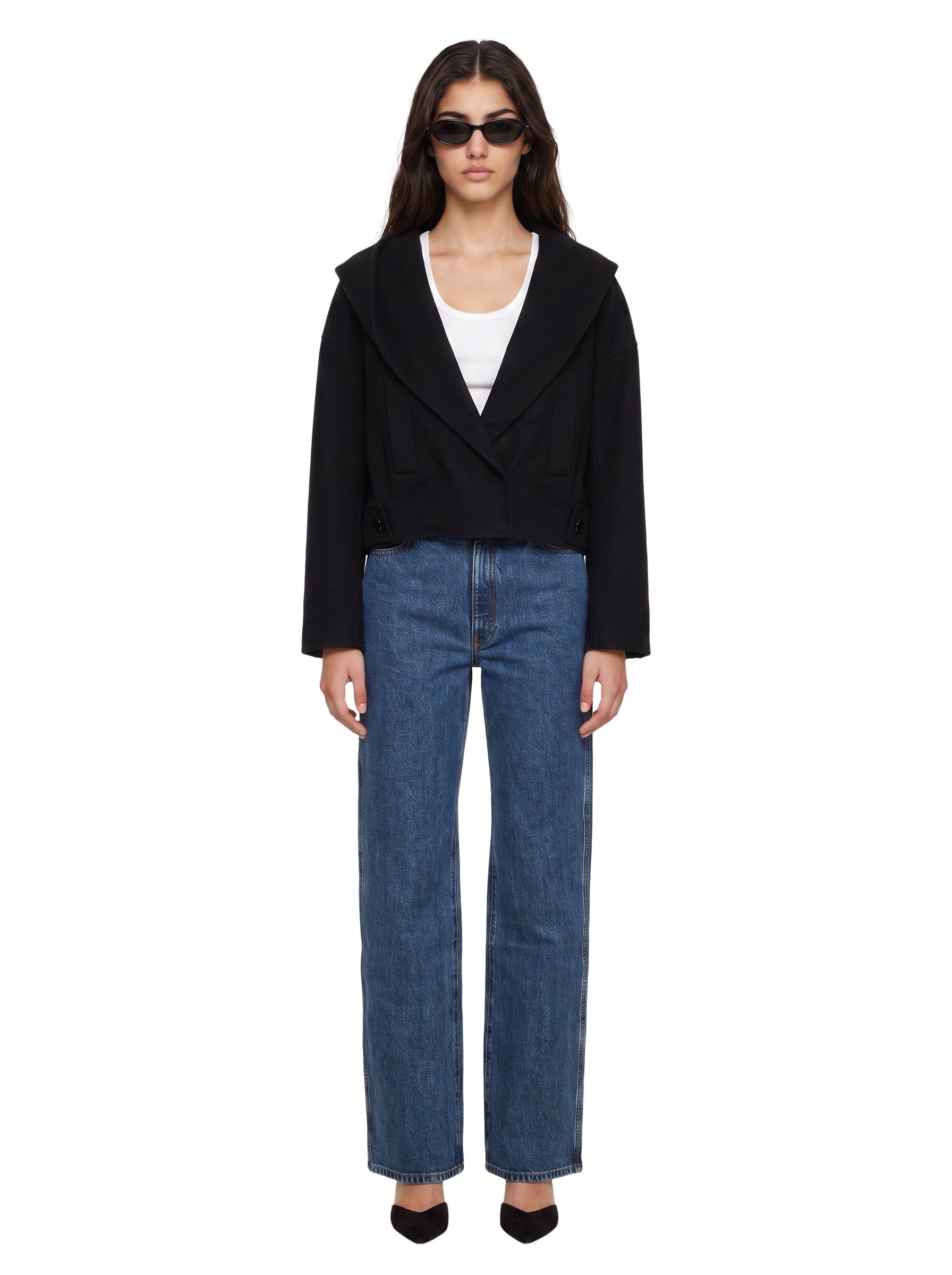 Giacca crop con cappuccio idoneo in nero 