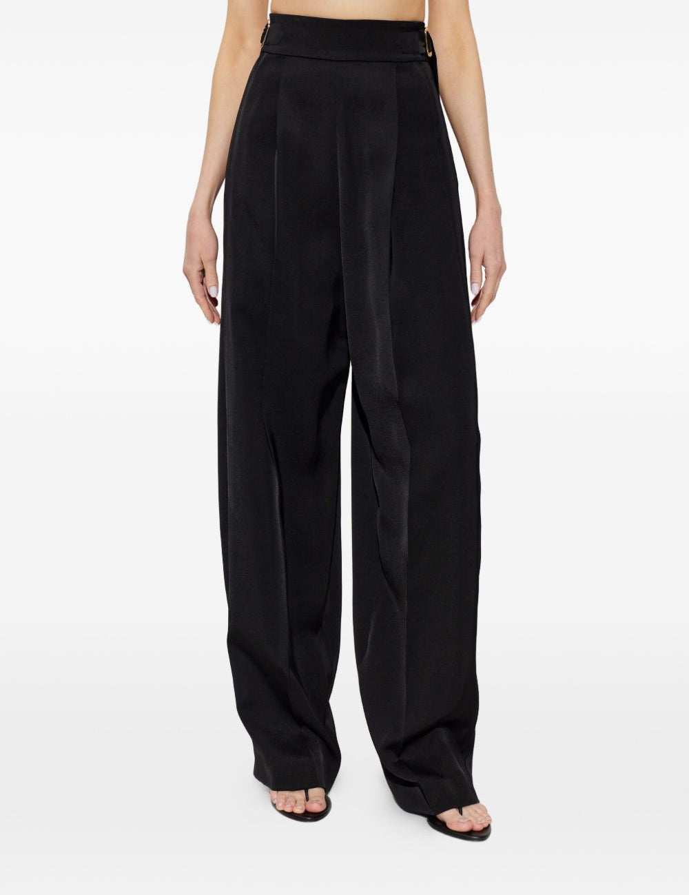 Pantaloni con finitura satinata stagno in nero 