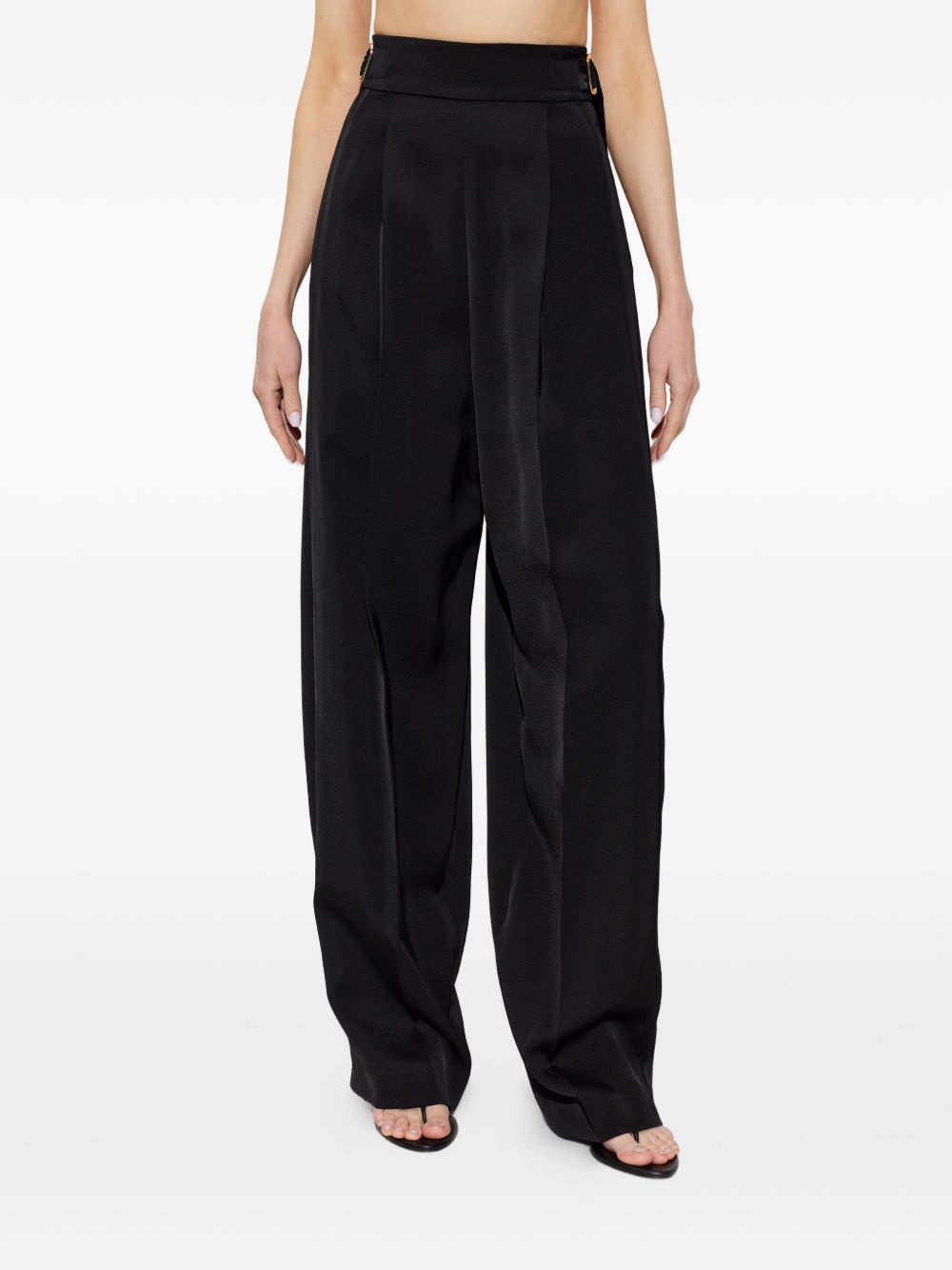 Pantaloni con finitura satinata stagno in nero 