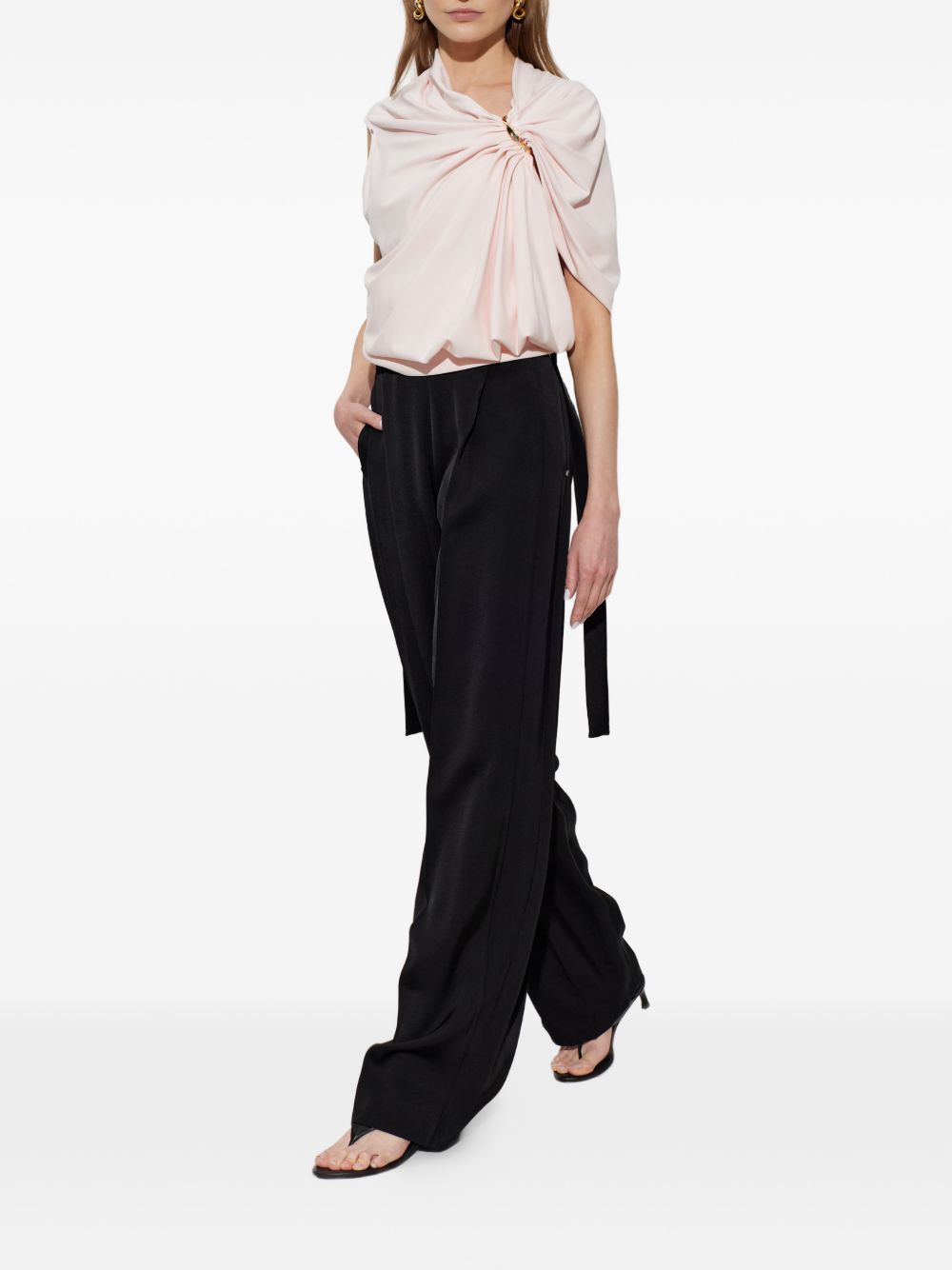 Pantaloni con finitura satinata stagno in nero 
