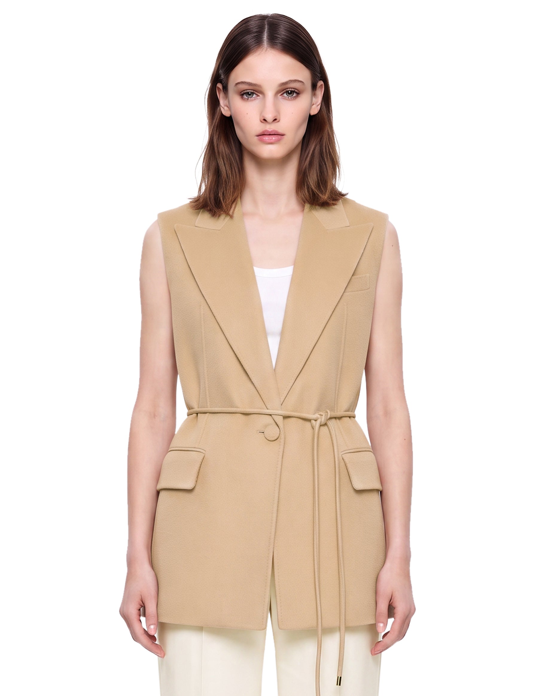 Gilet con cintura Rapido in beige 