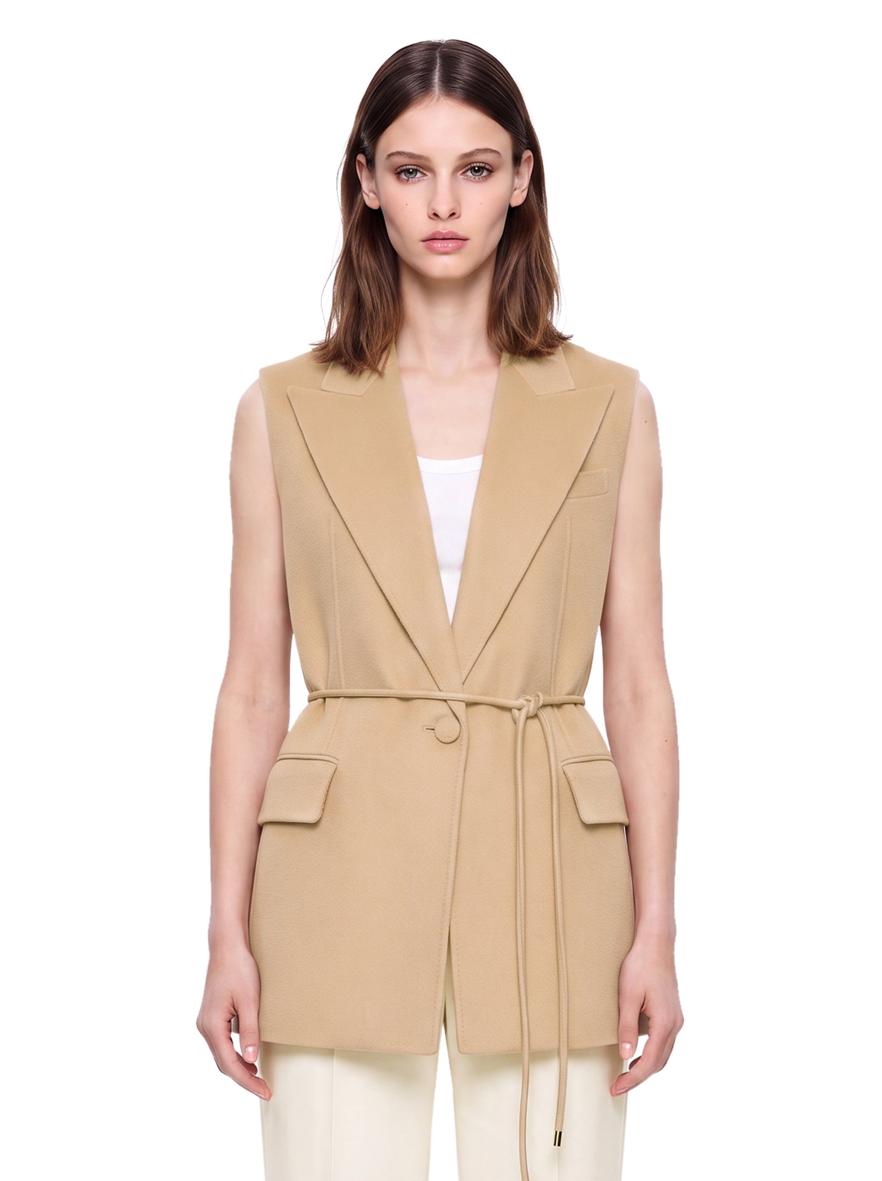 Gilet con cintura Rapido in beige 