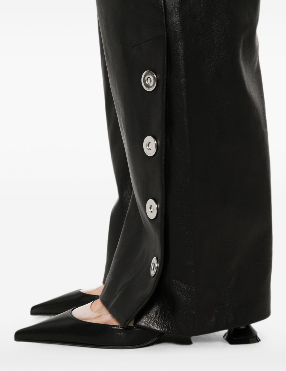 Pantaloni in pelle cinepresa in nero 