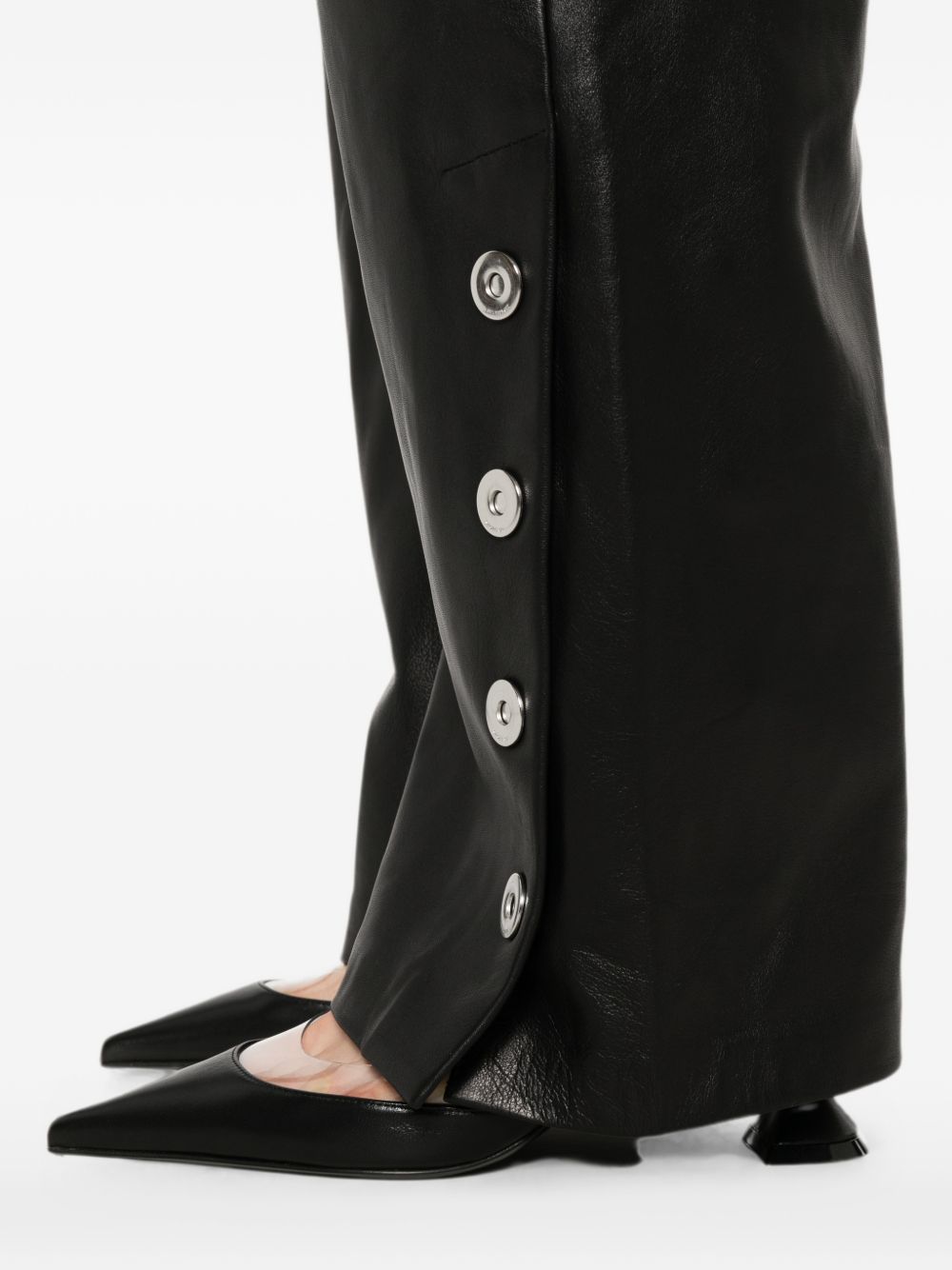 Pantaloni in pelle cinepresa in nero 