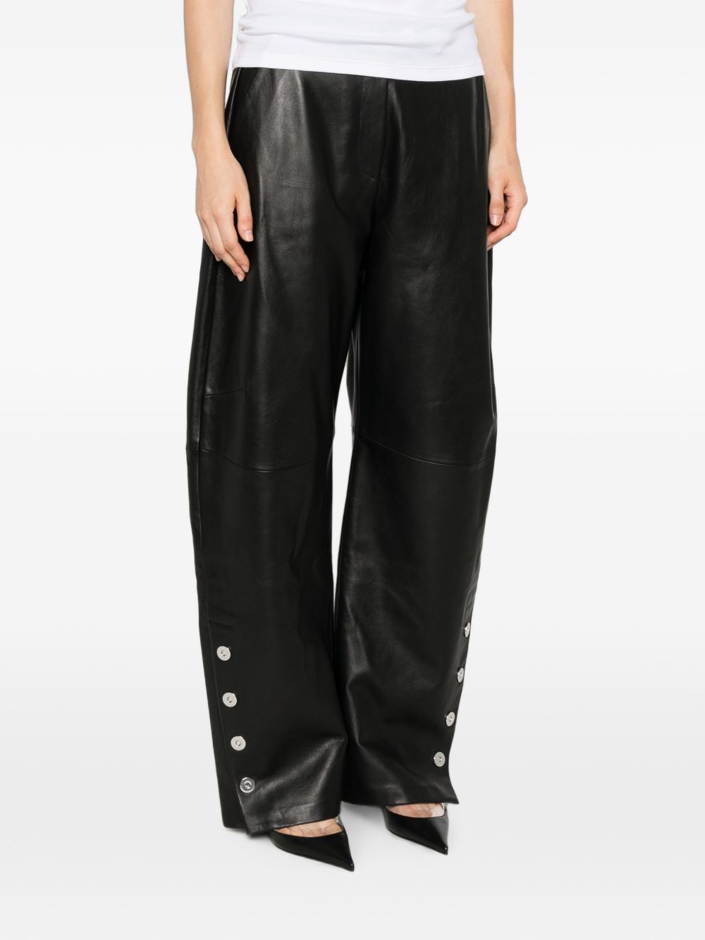 Pantaloni in pelle cinepresa in nero 
