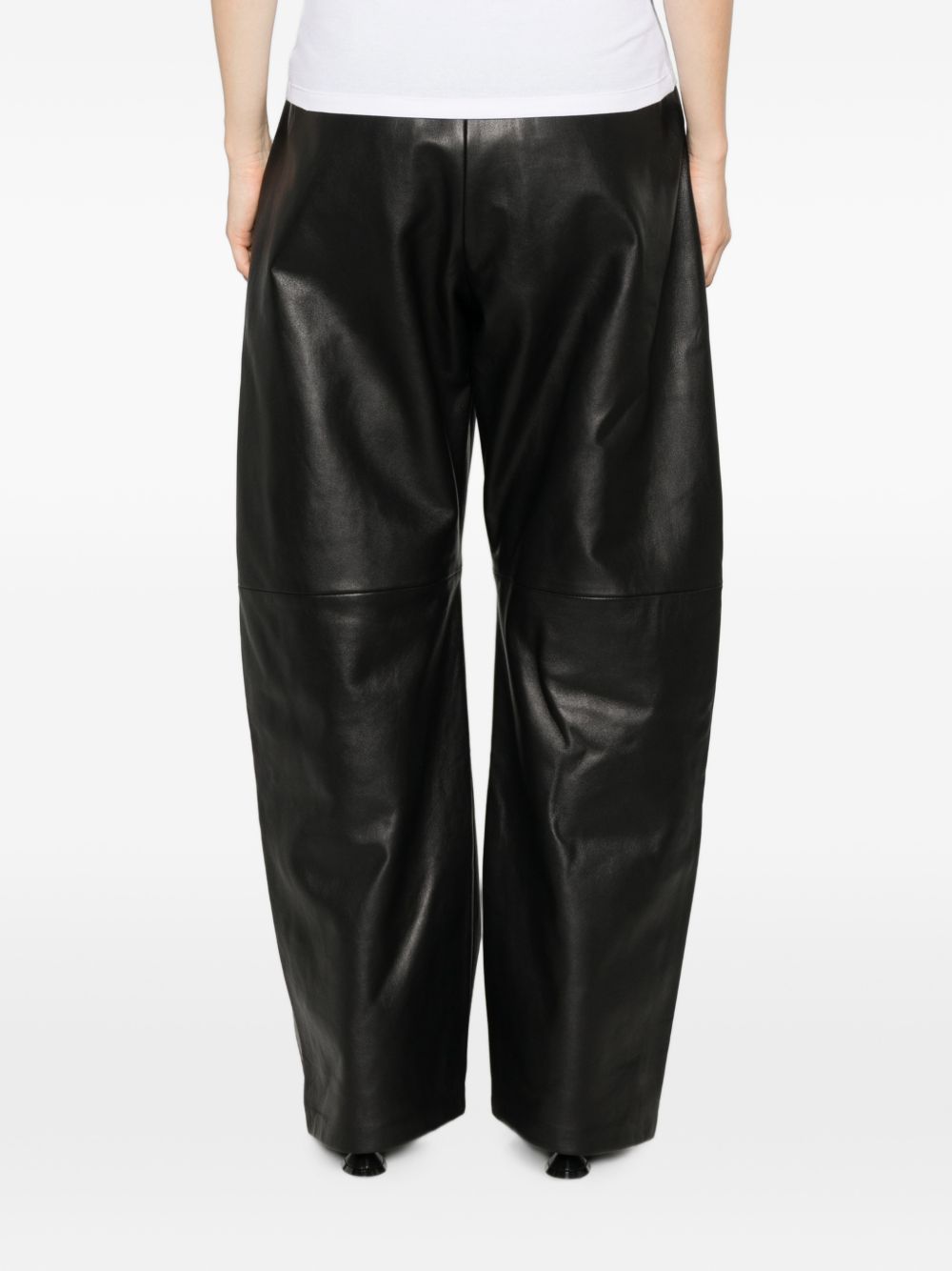 Pantaloni in pelle cinepresa in nero 