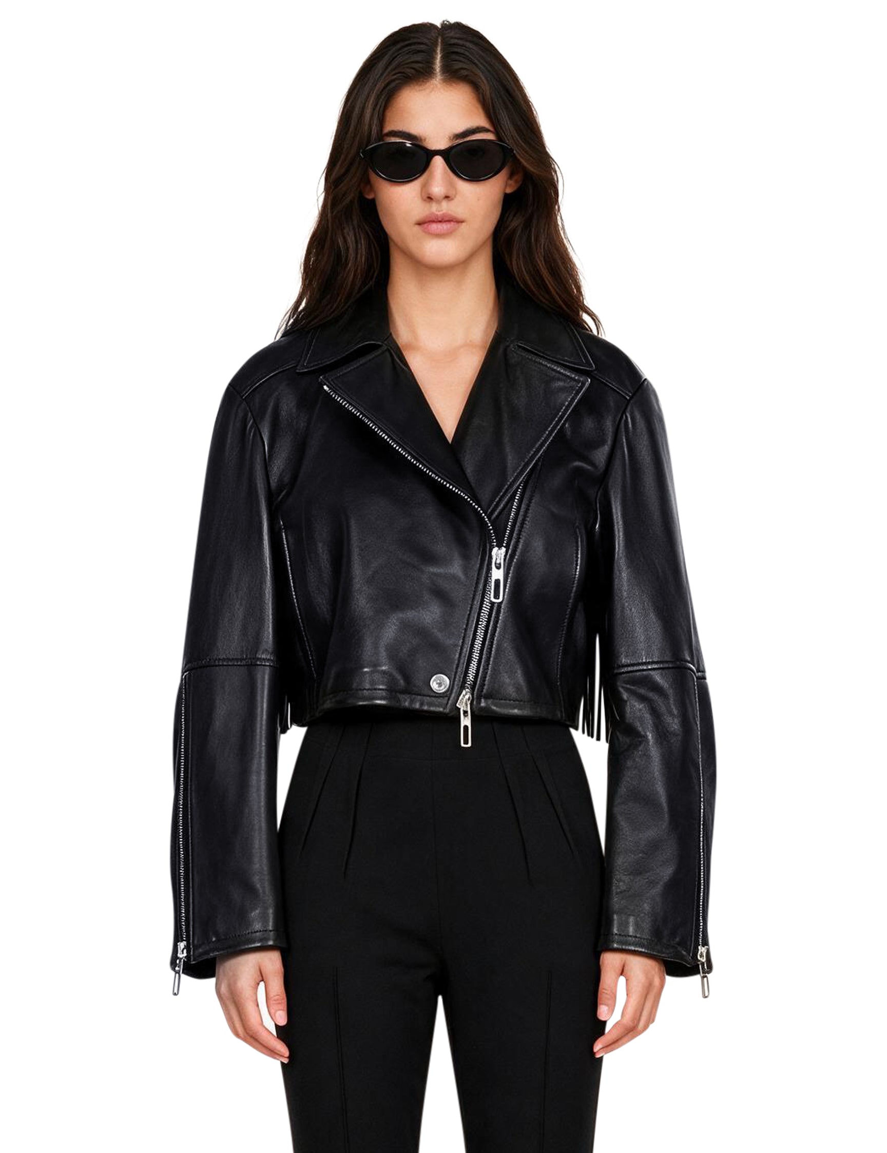 Biker cropper Vicario in nero 