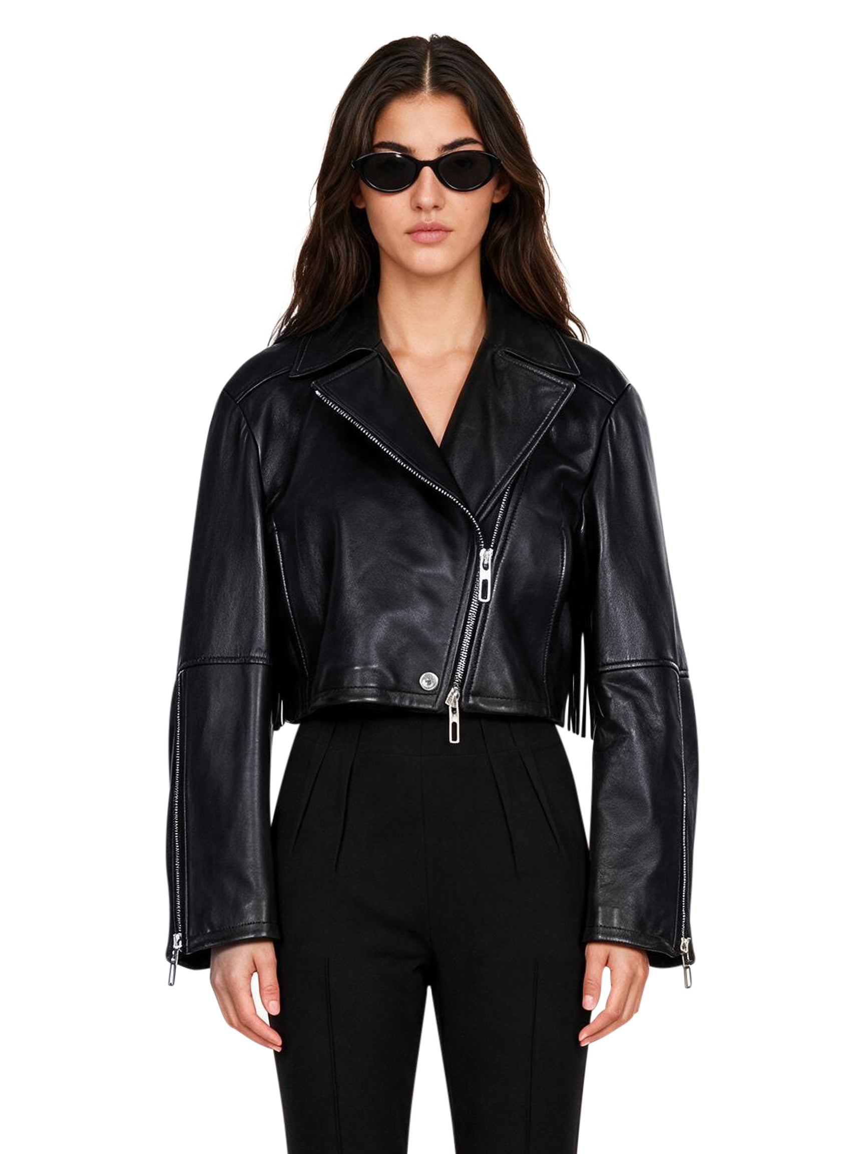 Biker cropper Vicario in nero 