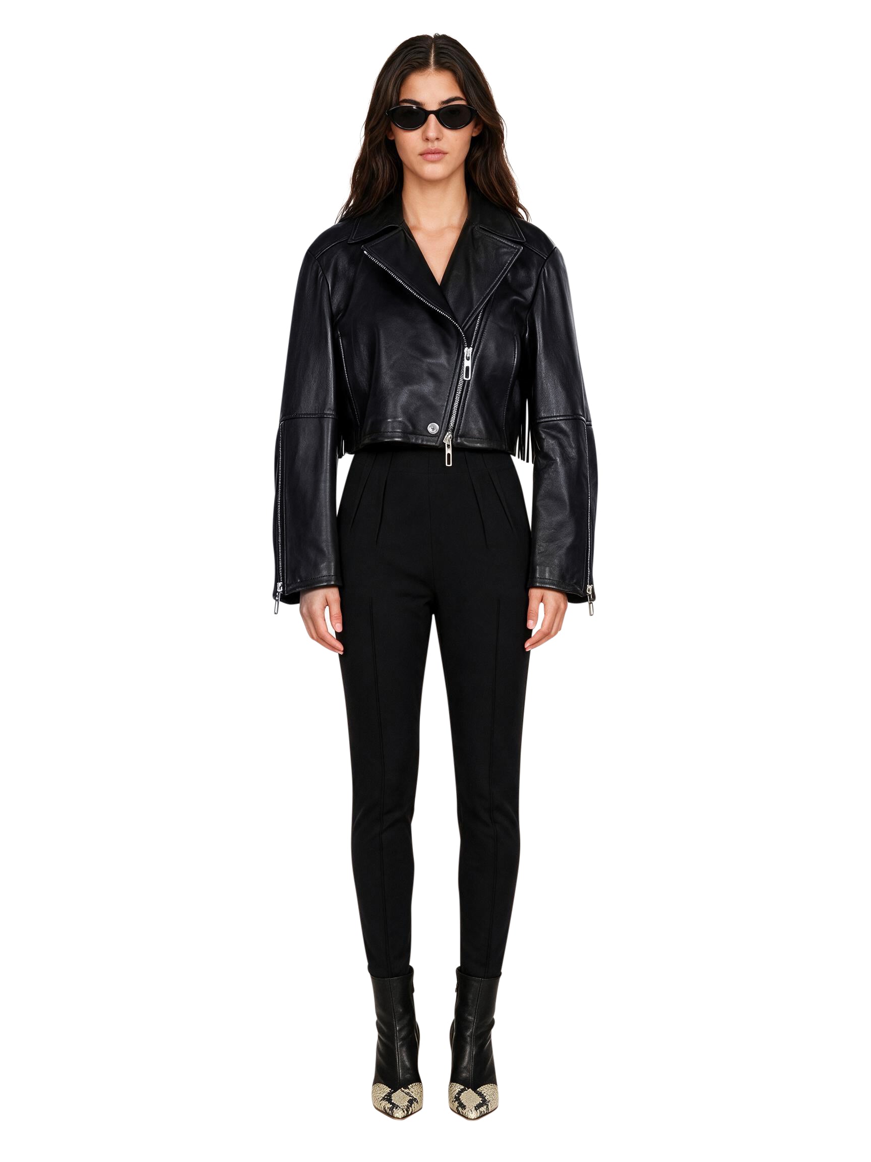 Biker cropper Vicario in nero 
