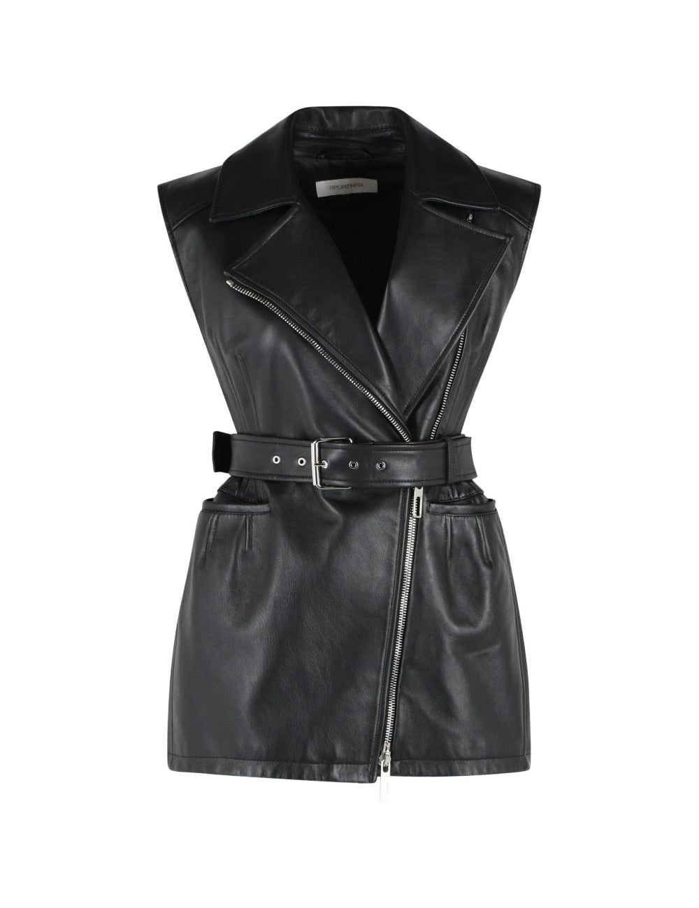 Gilet in pelle favella in nero 