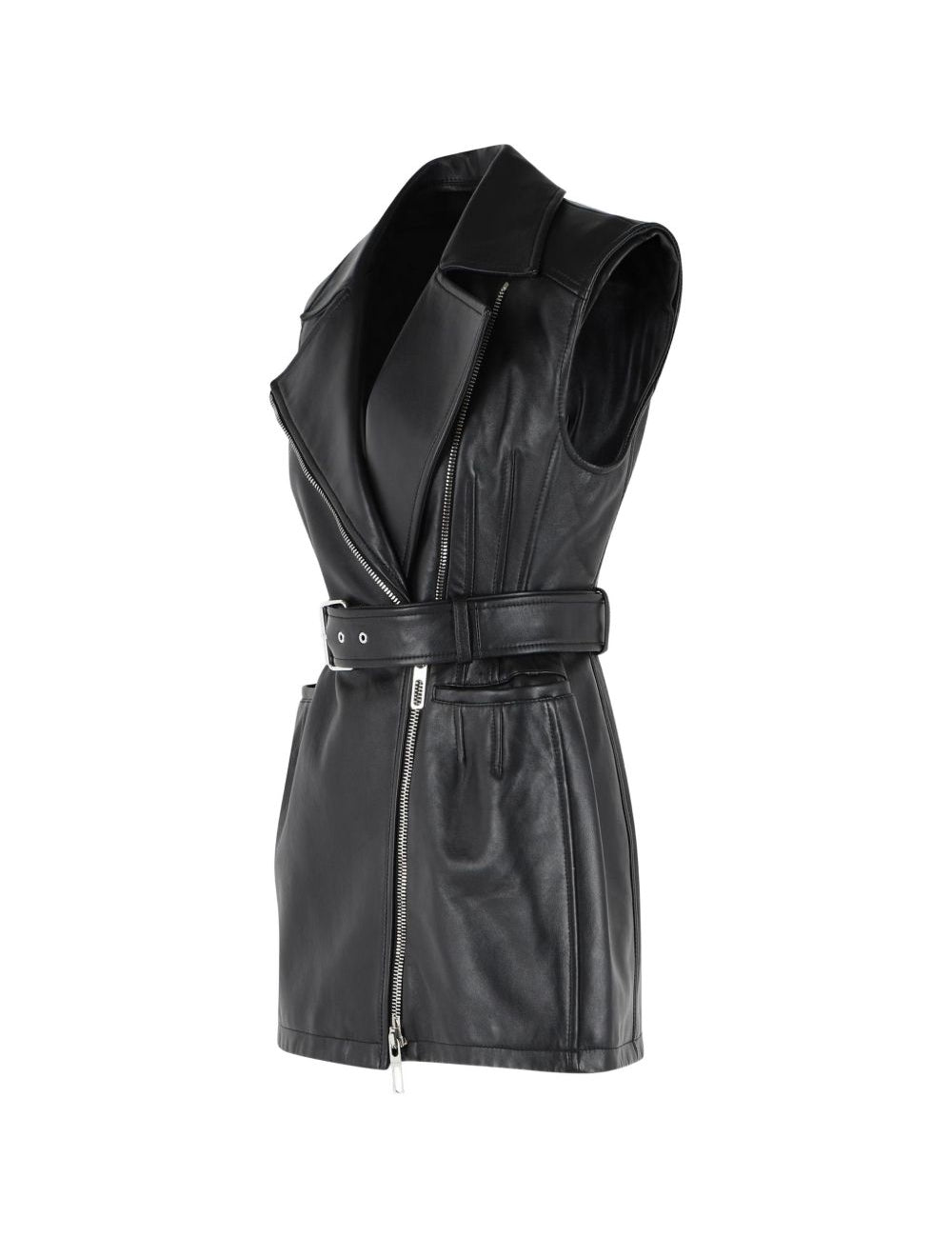 Gilet in pelle favella in nero 