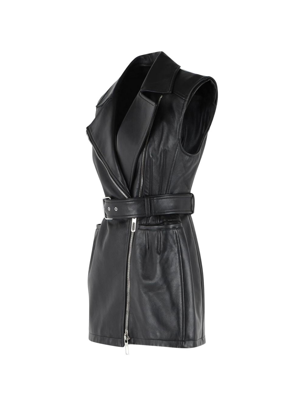 Gilet in pelle favella in nero 