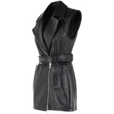Gilet in pelle favella in nero 