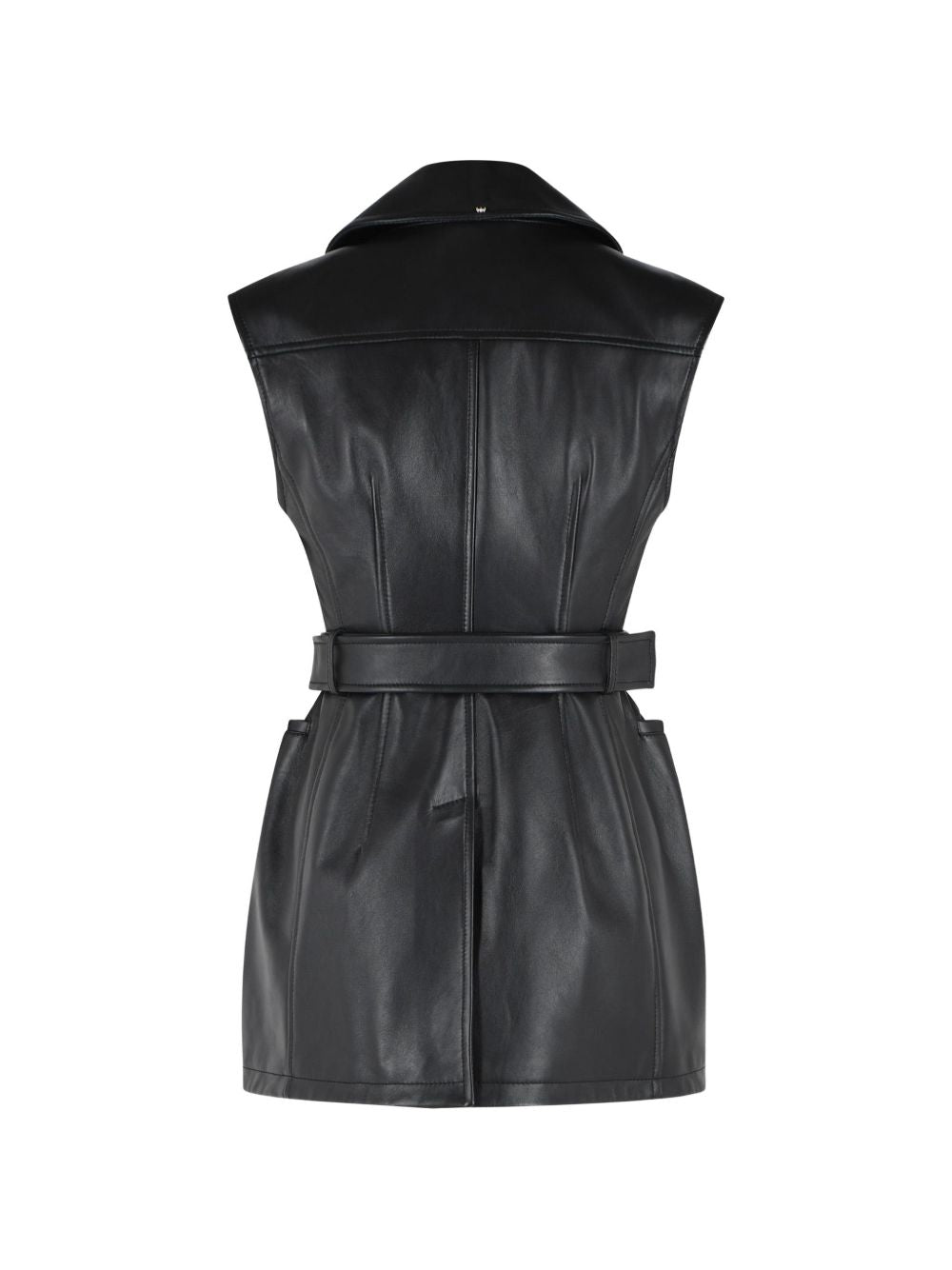 Gilet in pelle favella in nero 