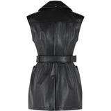 Gilet in pelle favella in nero 