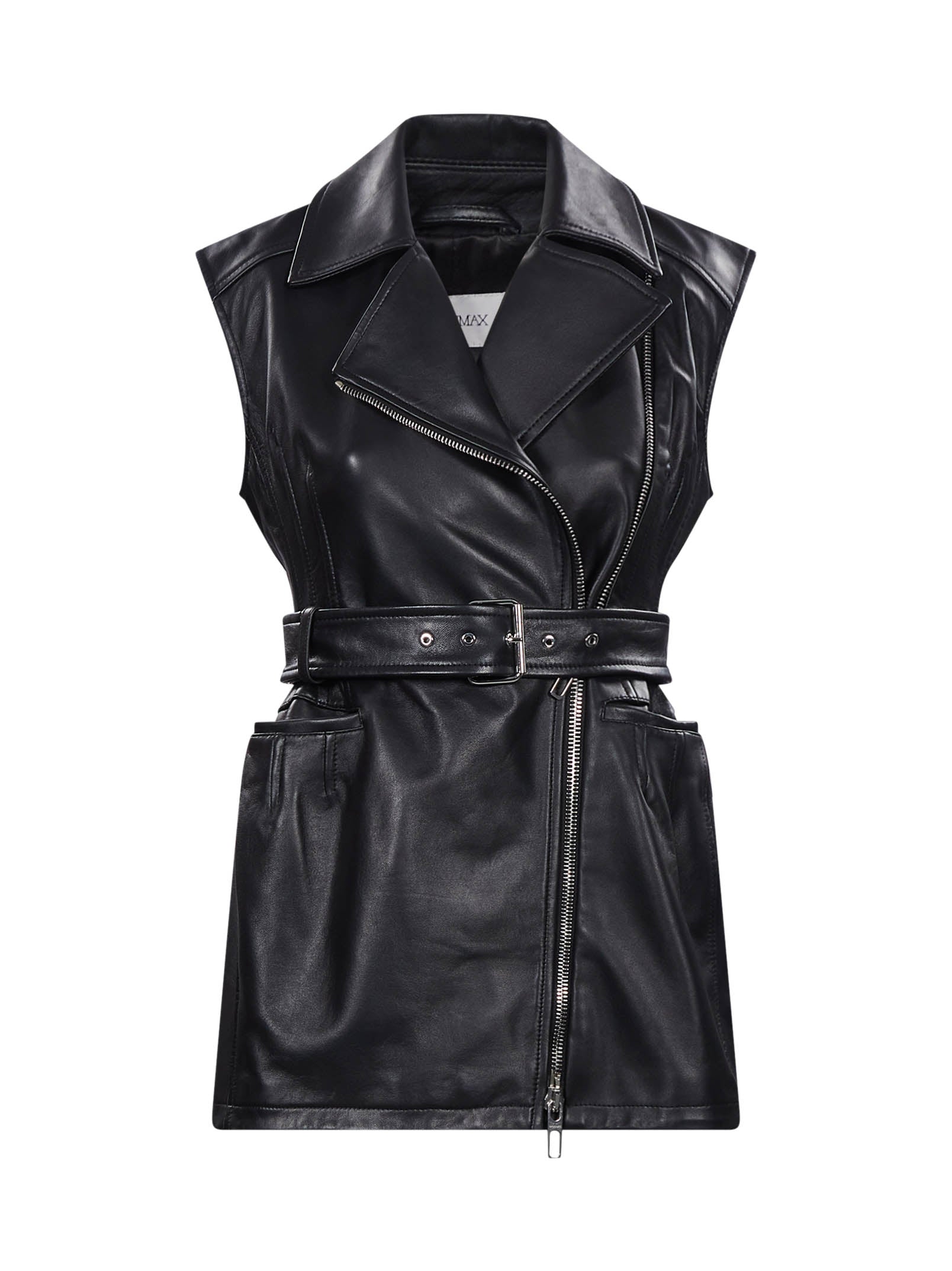 Gilet in pelle favella in nero 