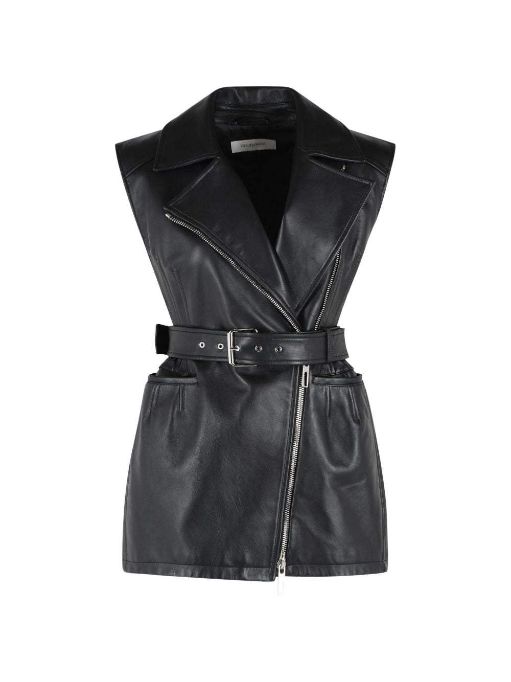 Gilet in pelle favella in nero 
