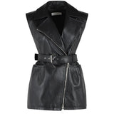 Gilet in pelle favella in nero 