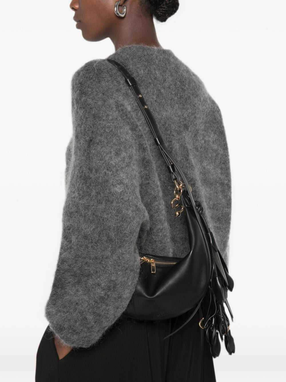 Borsa a spalla argenta in nero 