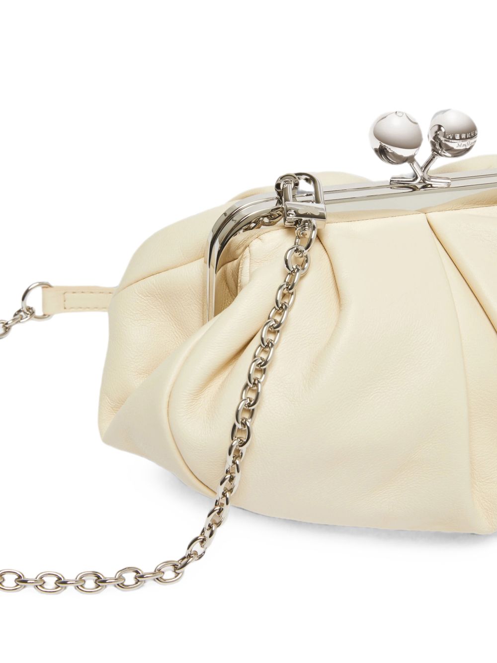 Clutch in pelle prati in avorio 