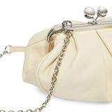 Clutch in pelle prati in avorio 