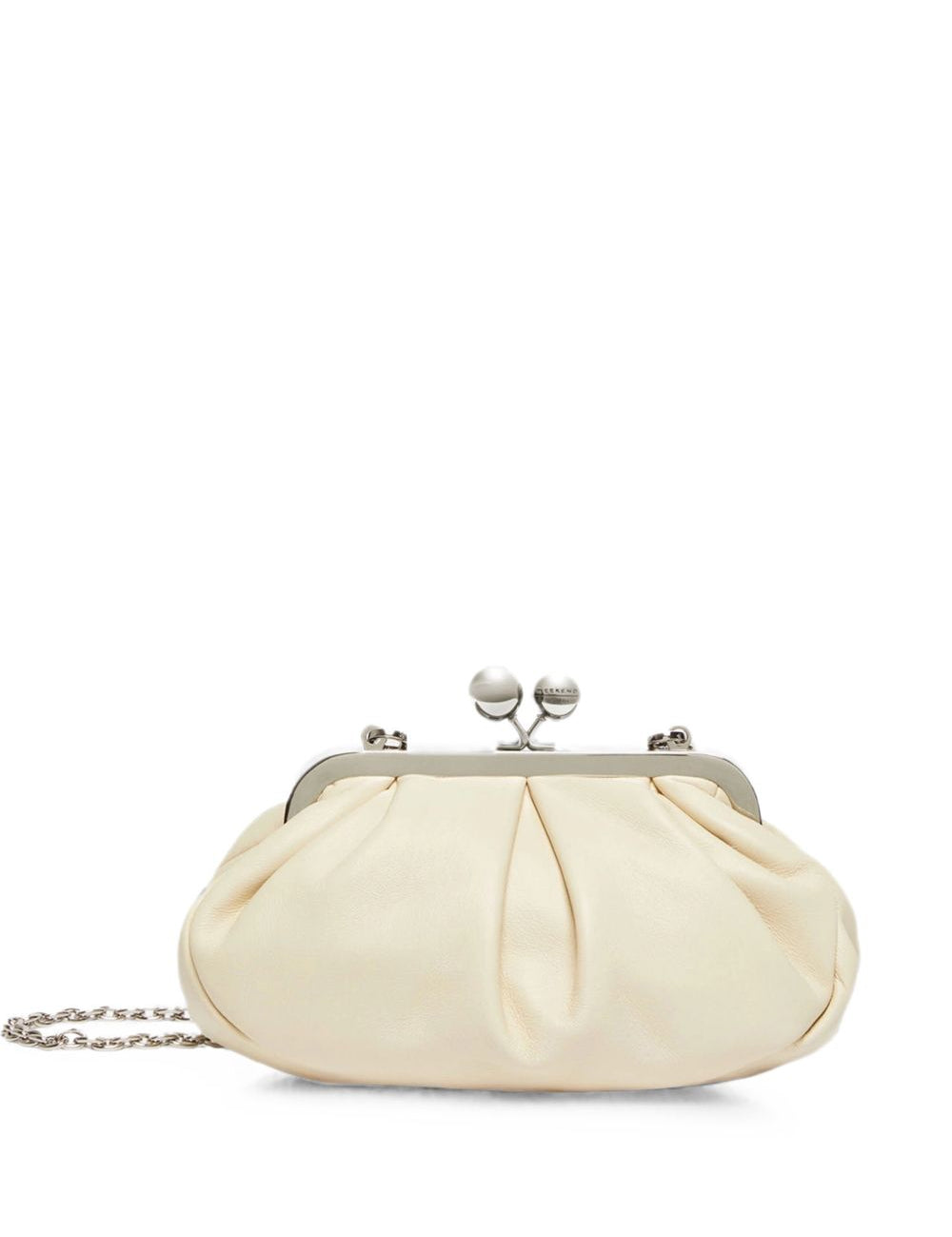 Clutch in pelle prati in avorio 