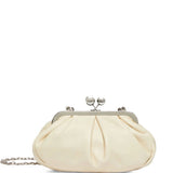 Clutch in pelle prati in avorio 