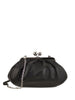 Cubic leather clutch in black